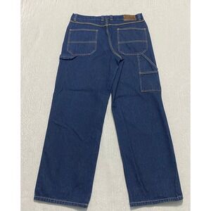 Falls Creek Mens Carpenter Jeans 36×32 Blue Straight Wide Leg Work Utility Pants